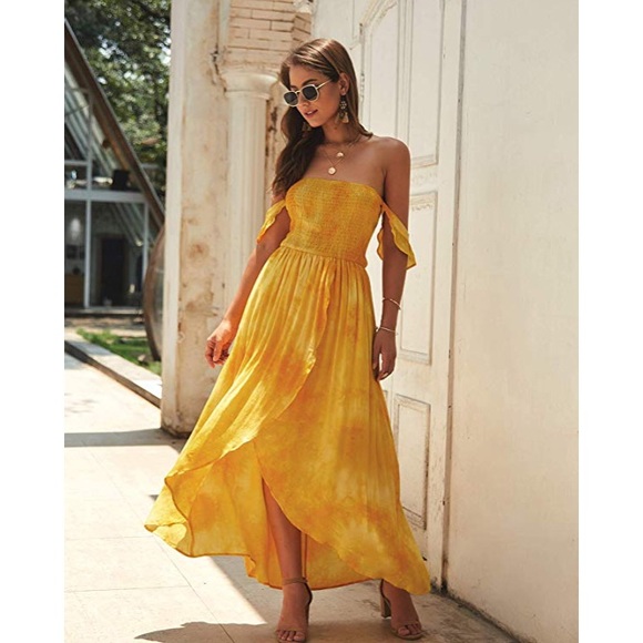 yellow tie dye high low maxi dress - Picture 3 of 5